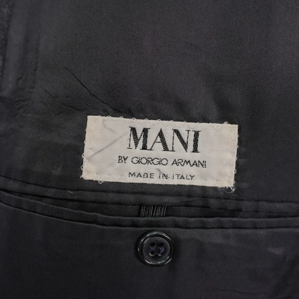 Giorgio Armani‎ Mani Italy Flannel Wool Blazer Gray 42R Tagged 44R 2 Button